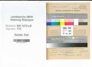 Entnazifizierung Karl Sander , geb. 27.03.1902 (Beamter)