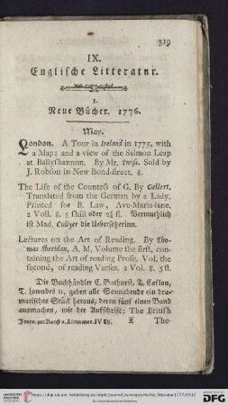 IX. Englische Litteratur