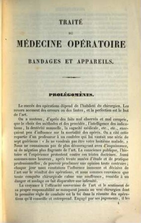 Traité de médicine opératoire : bandages et appareils ; ouvrage accompagné de figures intercalées dans le texte. 1,1