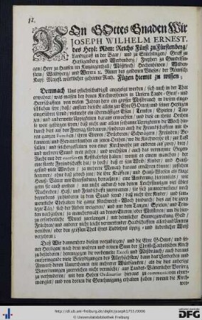Von Gottes Gnaden Wir Joseph Wilhelm Ernest ...