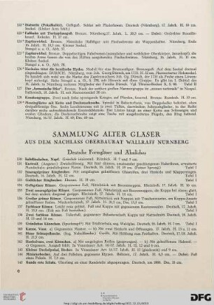 Sammlung alter Gläser aus dem Nachlass Oberbaurat Wallraff Nürnberg (Nr. 130-196)