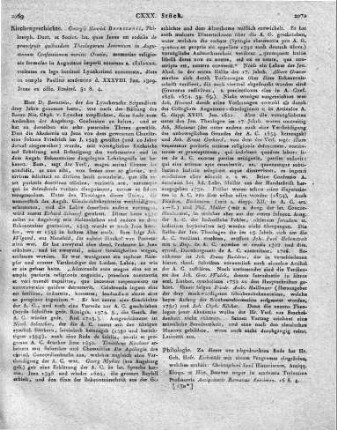 Georgii Henrici Bernstenii, Philosoph. Doct. et Societ. lat. quae Jenae est sodalis de praecipuis quibusdam Theologorum Jenensium in Augustanam Confessionem meritis Oratio, memoriae religionis formulae in Augustano imperii consessu a. MDXXX recitatae ex lege instituti Lynckeriani consecrata, dicta in templo Panlino academico d. XXXVIII. Jun. 1809. Jenae ex offic. Etzdorf. 51 S. 4.