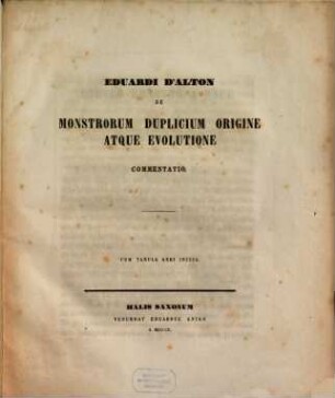 De monstrorum duplicium origine atque evolutione commentatio : C. tab. wn.