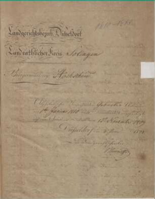 Dezennaltabellen 1810 - 1822 Geburten, Heiraten und Sterbefälle Höhscheid
