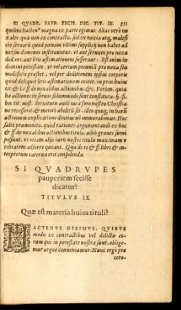 Si Quadrupes pauperiem fecisse dicatur? Titulus IX.