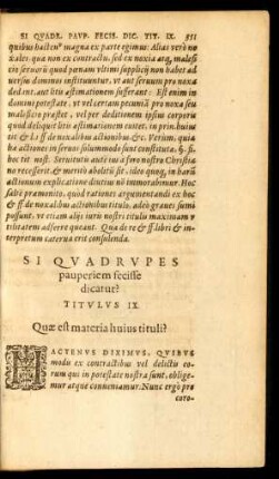 Si Quadrupes pauperiem fecisse dicatur? Titulus IX.