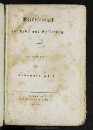 Volksspiegel zur Lehr' und Besserung