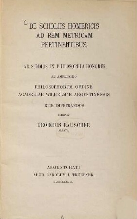 De scholiis Homericis ad rem metricam pertinentibus