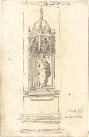Walther, Conradin; u. a. Italien; Sammlung Conradin Walther: Band I, Nr. 138b - 192 (fol. 300 - 378) - Orsanmichele in Florenz (Perspektive)