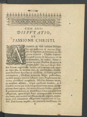 Disputatio, De Passione Christi.