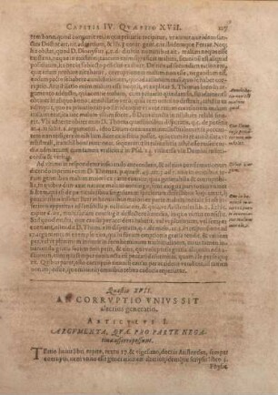 Quastio XVII. An Corrvptio Vnivs Sit alterius generatio.