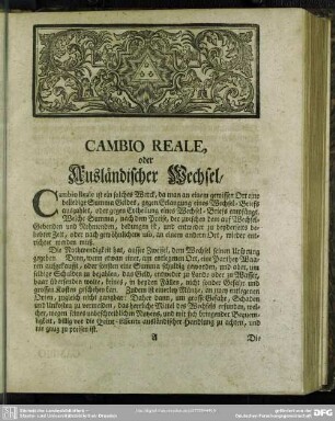 Cambio Reale, oder Ausländischer Wechsel