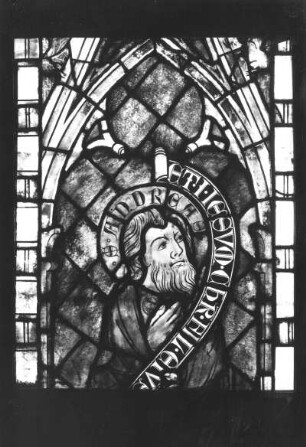 Apostel Andreas : Apostel Andreas. Glasmalerei (um 1330). Bruststück. Mühlhausen, Pfarrkirche Sankt Blasius