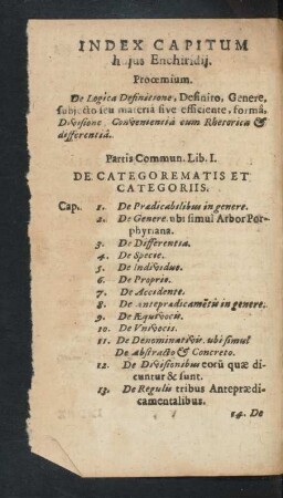 Index Capitum hujus Enchiridij.