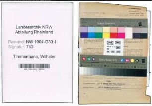 Entnazifizierung Wilhelm Timmermann , geb. 26.10.1902 (Lehrer)