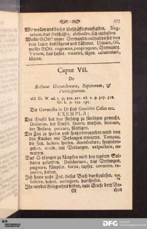 Caput VII. De Rectione Gerundiorum, Supinorum, & Participiorum.