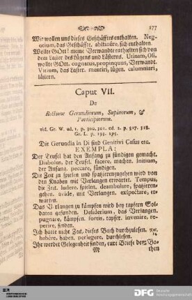 Caput VII. De Rectione Gerundiorum, Supinorum, & Participiorum.