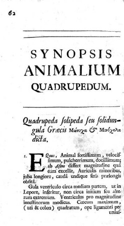 Synopsis Animalium Quadrupedum
