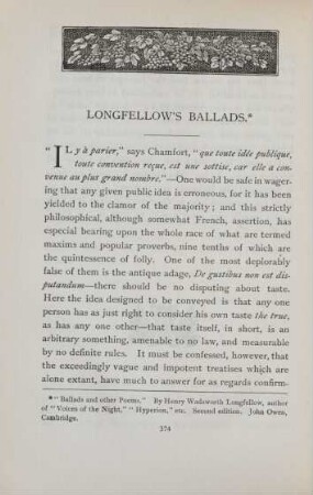 Longfellow's ballads