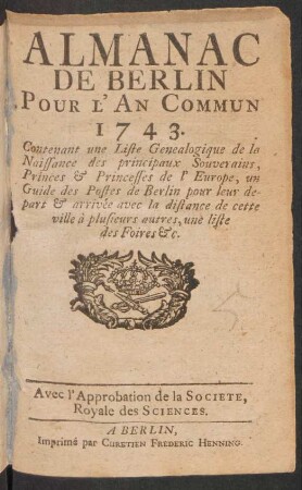 1743: Almanac de Berlin