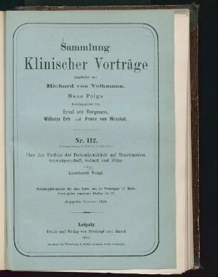 Über den Einfluss der Pockenkrankheit auf Menstruation, Schwangerschaft, Geburt und Fötus