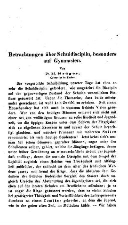 Betrachtungen über Schuldisciplin, besonders auf Gymnasien