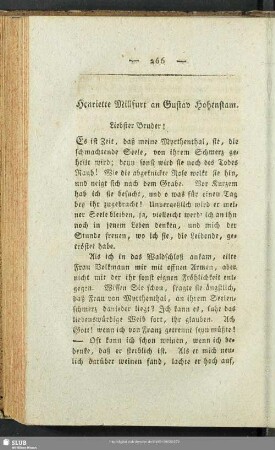 Henriette Hohenstam an Gustav Hohenstam