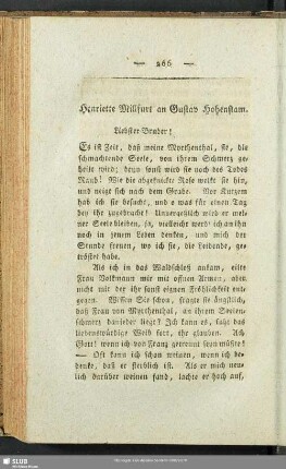 Henriette Hohenstam an Gustav Hohenstam