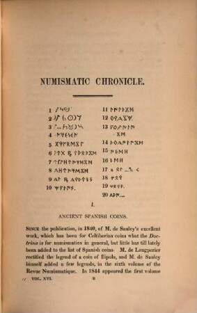 The numismatic chronicle. 16. 1853/54. - 1854
