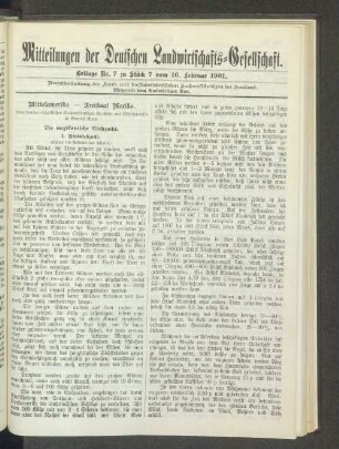 Beilage Nr. 7 zu Stück 7 vom 16. Februar 1901.