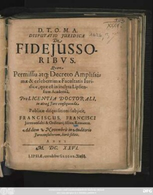 Disputatio Iuridica De Fideiussoribus