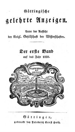 1838,1: Göttingische gelehrte Anzeigen