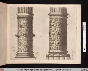 Zwei Säulenbasen der ionischen und dorischen Ordnung.
