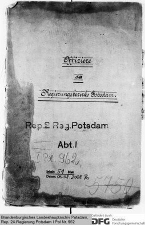 Nachweisung der Polizeioffiziere des Regierungsbezirks Potsdam