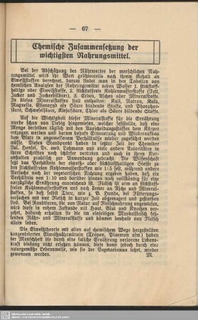 Chemische Zusammensetzung der wichtigsten Nahrungsmittel