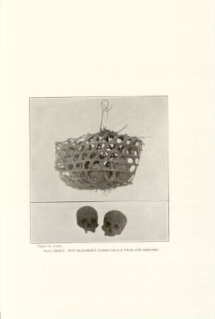 Plate CXXXIV. Soot-blackened human skulls from ato Sigichan