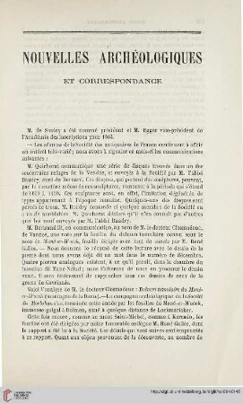 Nouvelles archéologiques et correspondance