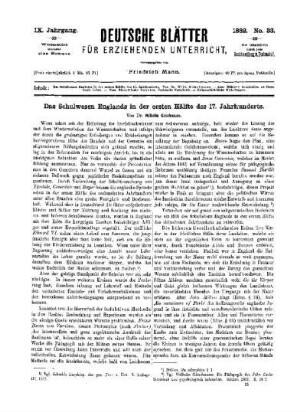 Das Schulwesen Englands in der ersten Hälfste des 17. Jahrhunderts