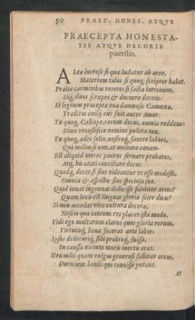 Praecepta Honestatis Atque De Coris puerilis.