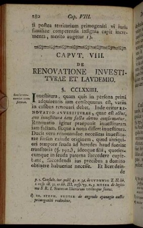Caput VIII. De renovatione investiturae et laudemio.