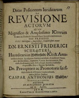 Decas Positionum Iuridicarum De Revisione Actorum