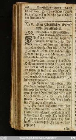 XVII. Von Christlicher Gedult und Gelassenheit.
