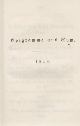 Epigramme aus Rom. 1818