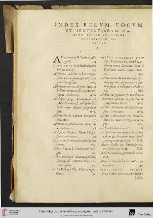 Index rervm, vocvum et sententiarvm