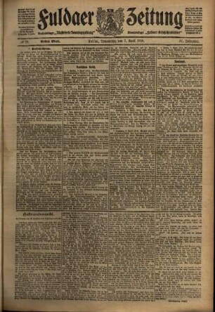 Erste Ausgabe vom Donnerstag, den 07. April 1910.