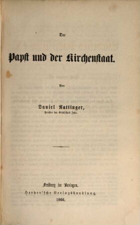 Der Papst und der Kirchenstaat
