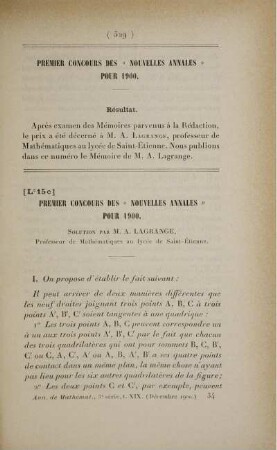 [L² 15c] Premier concours des « Nouvelles Annales » pour 1900.