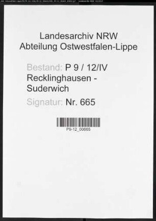 Sterberegister Standesamt IV Recklinghausen-Stadt