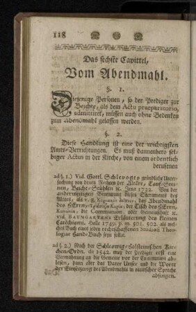 Das sechste Capittel, Vom Abendmahl.