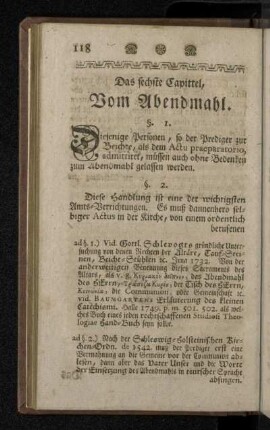 Das sechste Capittel, Vom Abendmahl.